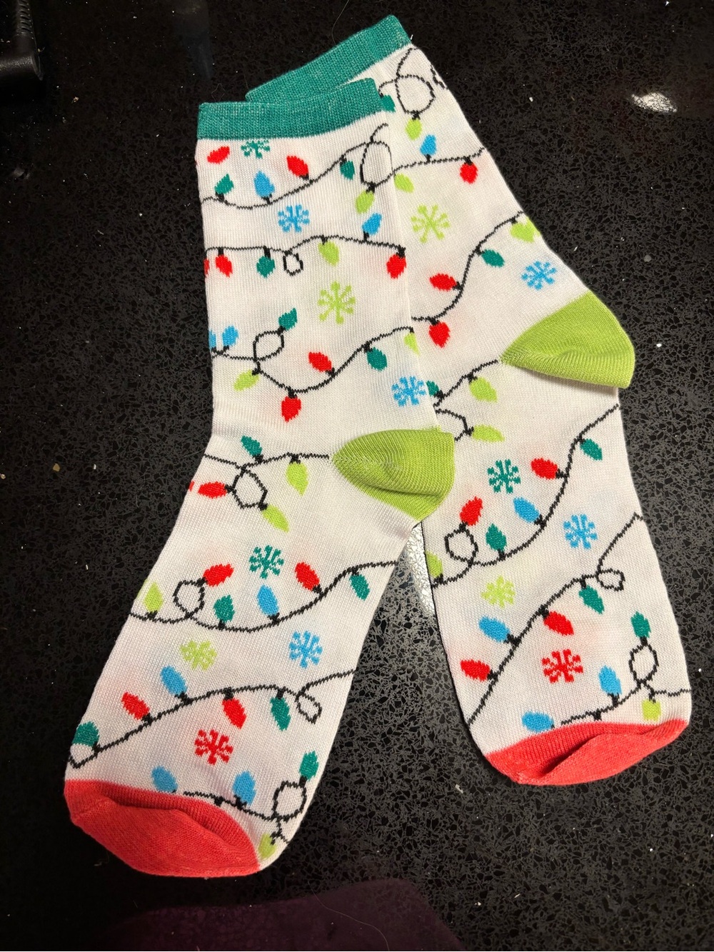 🌲Holiday Light  Ankle Socks - White with Multicolor Accents